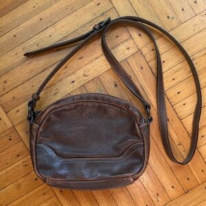 Frye Dark Brown Leather Crossbody Bag